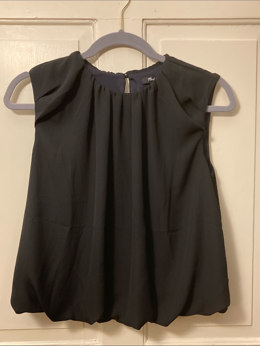 Madewell Black Pleated Bubble-Hem Top, Size 00